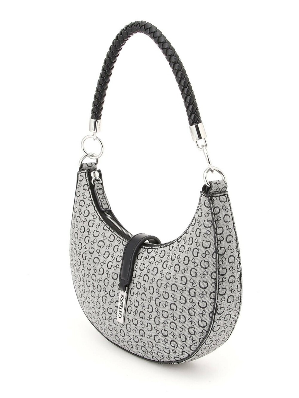 Guess Black & Gray Crescent Logo Shoulder Bag - Picture 2 of 8